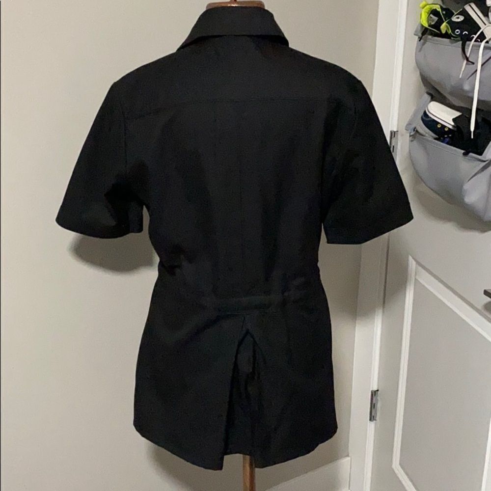 Saxony Black short sleeve military style longer Shirt size 8 - Picture 4 of 11